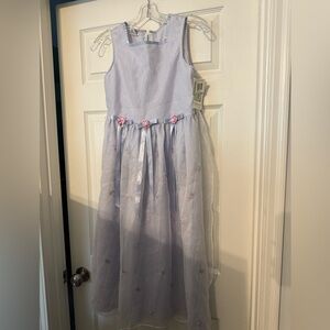 NWT! Bonnie Jean Purple Checkered Floral Dress - Size 14💛